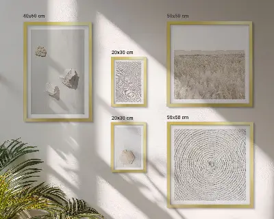 Set van moderne schilderijen met lichte boho zandtexturen