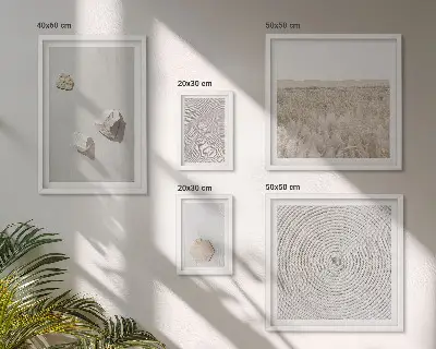 Set van moderne schilderijen met lichte boho zandtexturen