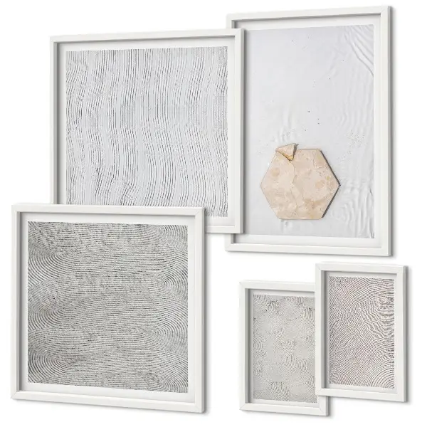 Gallery wall met lichte boho zandtexturen