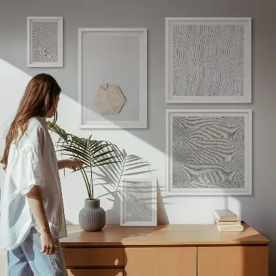 Gallery wall met lichte boho zandtexturen