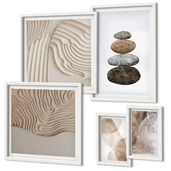 Wanddecoratie met abstracte compositie in pastelkleurige vormen