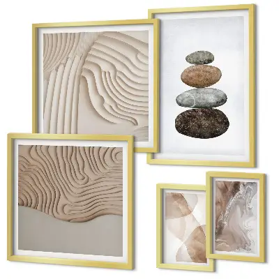 Wanddecoratie met abstracte compositie in pastelkleurige vormen