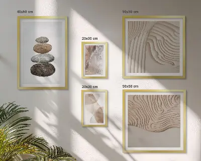 Wanddecoratie met abstracte compositie in pastelkleurige vormen