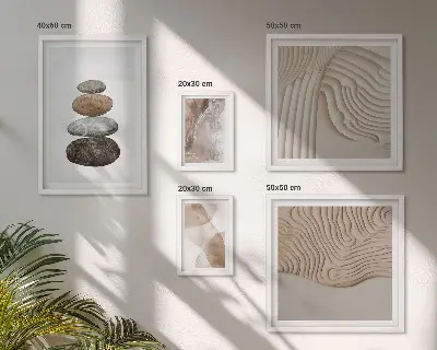 Wanddecoratie met abstracte compositie in pastelkleurige vormen