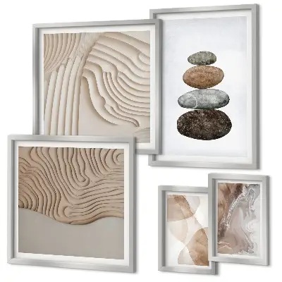 Wanddecoratie met abstracte compositie in pastelkleurige vormen