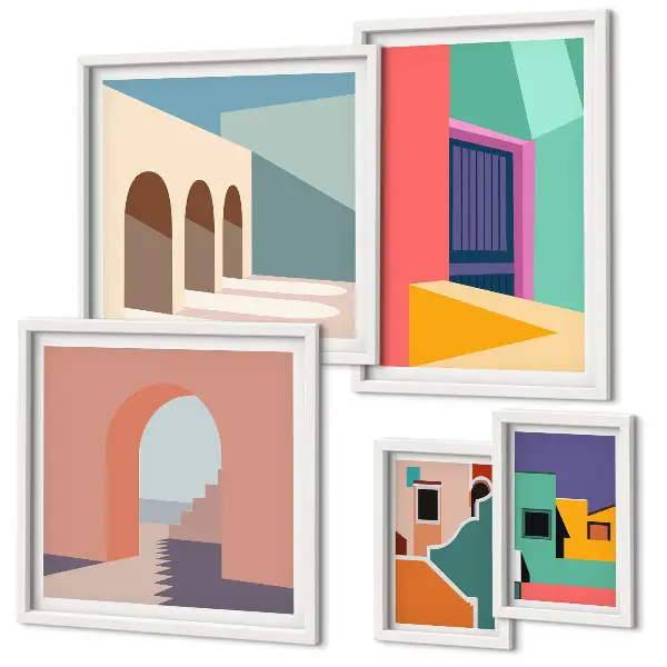 Gallery wall Kleurrijke illustraties van de stad