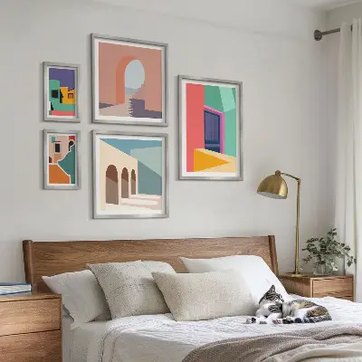 Gallery wall Kleurrijke illustraties van de stad