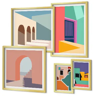 Gallery wall Kleurrijke illustraties van de stad