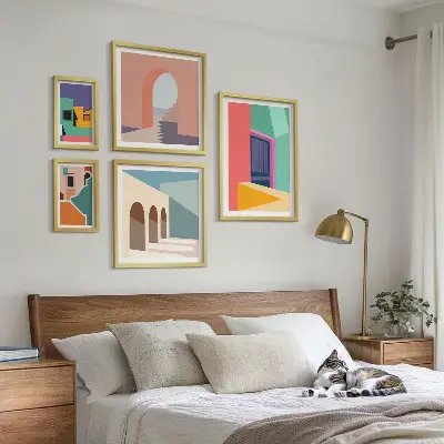 Gallery wall Kleurrijke illustraties van de stad