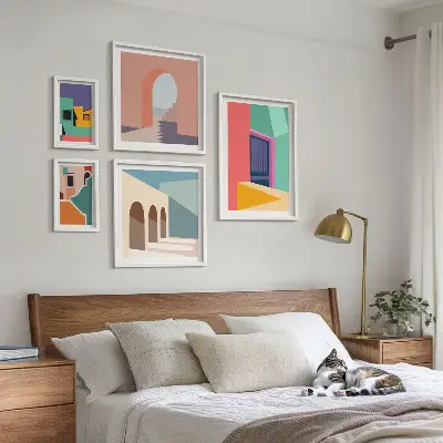 Gallery wall Kleurrijke illustraties van de stad