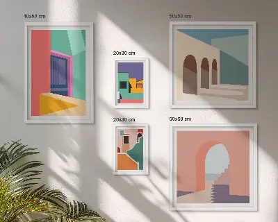 Gallery wall Kleurrijke illustraties van de stad