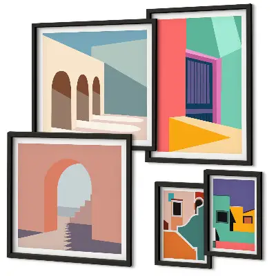 Gallery wall Kleurrijke illustraties van de stad