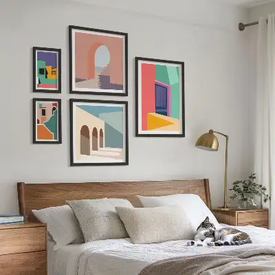 Gallery wall Kleurrijke illustraties van de stad