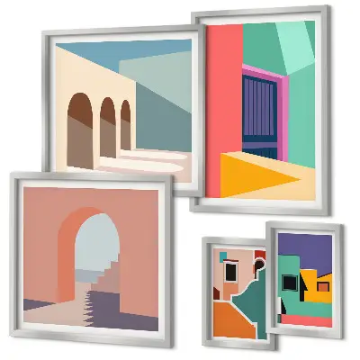 Gallery wall Kleurrijke illustraties van de stad
