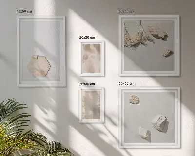 Wanddecoratie compositie met subtiele boho-texturen in natuurlijke stijl