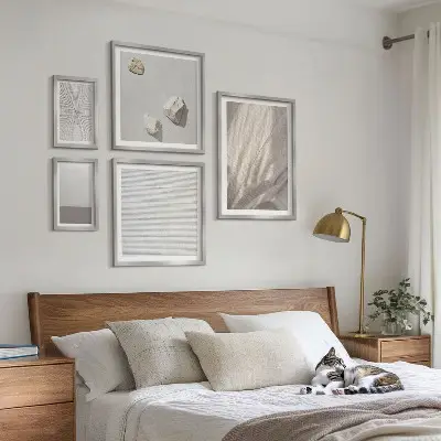 Moderne schilderijen set met verfijnde boho-texturen uit de natuur