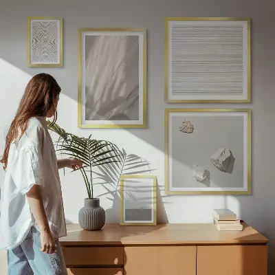 Moderne schilderijen set met verfijnde boho-texturen uit de natuur