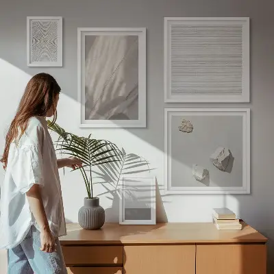 Moderne schilderijen set met verfijnde boho-texturen uit de natuur