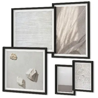 Moderne schilderijen set met verfijnde boho-texturen uit de natuur