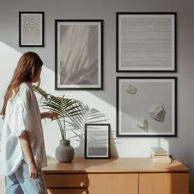 Moderne schilderijen set met verfijnde boho-texturen uit de natuur