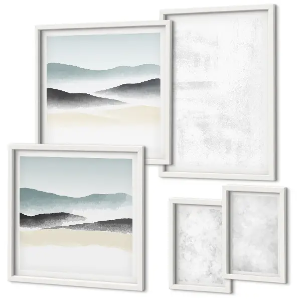 Moderne schilderijen set met abstracte achtergrond en witte stippen