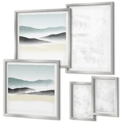 Moderne schilderijen set met abstracte achtergrond en witte stippen