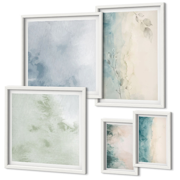 Moderne schilderijen set Gemorste waterverf op canvas, minimalistisch