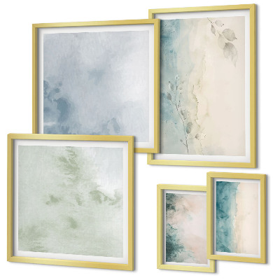 Moderne schilderijen set Gemorste waterverf op canvas, minimalistisch