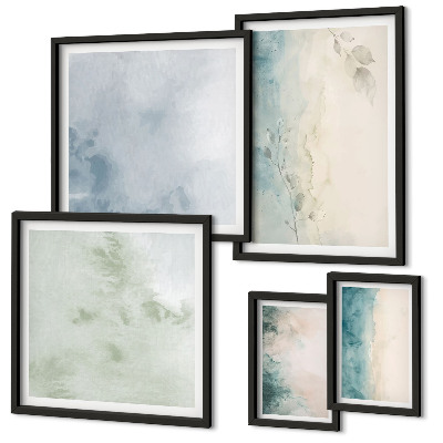 Moderne schilderijen set Gemorste waterverf op canvas, minimalistisch