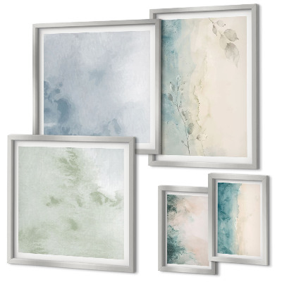 Moderne schilderijen set Gemorste waterverf op canvas, minimalistisch