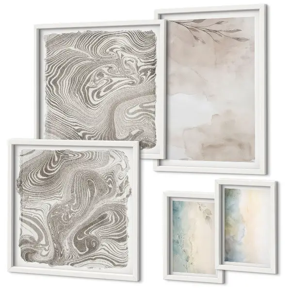 Moderne aquarelschilderijen set met fijne aquarelverf