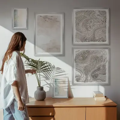 Moderne aquarelschilderijen set met fijne aquarelverf