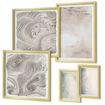 Moderne aquarelschilderijen set met fijne aquarelverf