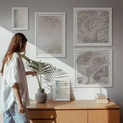 Moderne aquarelschilderijen set met fijne aquarelverf