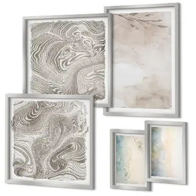Moderne aquarelschilderijen set met fijne aquarelverf