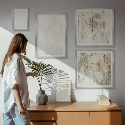 Wanddecoratie met compositie in heldere textuurverf