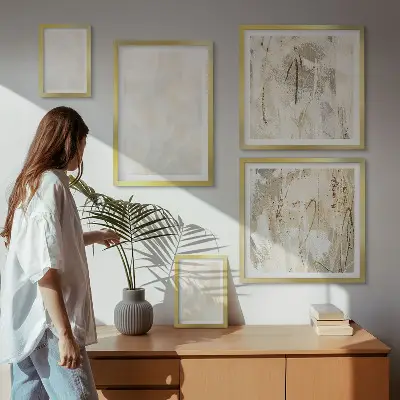 Wanddecoratie met compositie in heldere textuurverf