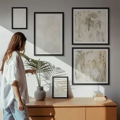 Wanddecoratie met compositie in heldere textuurverf