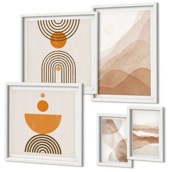 Set van moderne schilderijen met structuren in minimalistische tinten