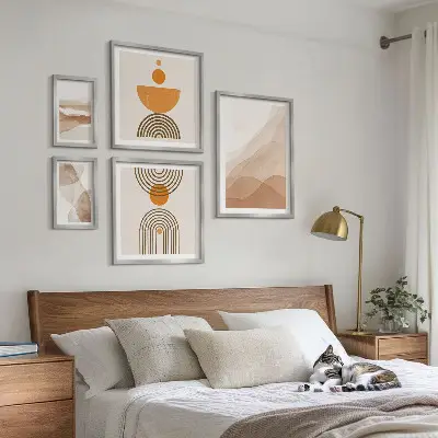 Set van moderne schilderijen met structuren in minimalistische tinten