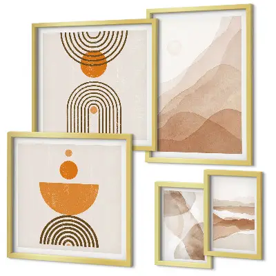 Set van moderne schilderijen met structuren in minimalistische tinten