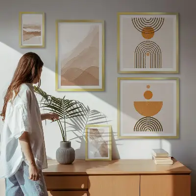 Set van moderne schilderijen met structuren in minimalistische tinten