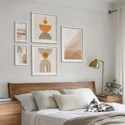 Set van moderne schilderijen met structuren in minimalistische tinten