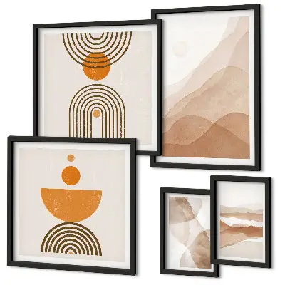 Set van moderne schilderijen met structuren in minimalistische tinten
