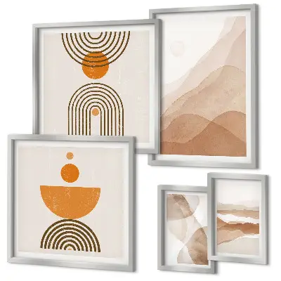 Set van moderne schilderijen met structuren in minimalistische tinten