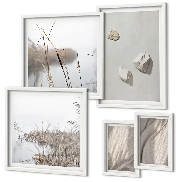 Wanddecoratie compositie met close-ups van de structuur in boho-stijl