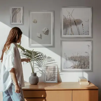 Wanddecoratie compositie met close-ups van de structuur in boho-stijl