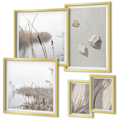 Wanddecoratie compositie Close-ups van de structuur in boho-stijl.