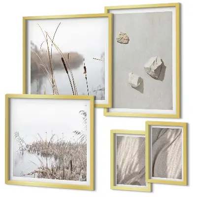 Wanddecoratie compositie met close-ups van de structuur in boho-stijl