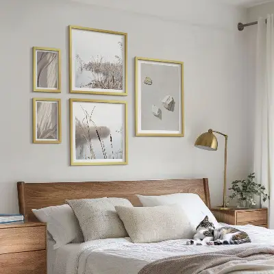 Wanddecoratie compositie met close-ups van de structuur in boho-stijl